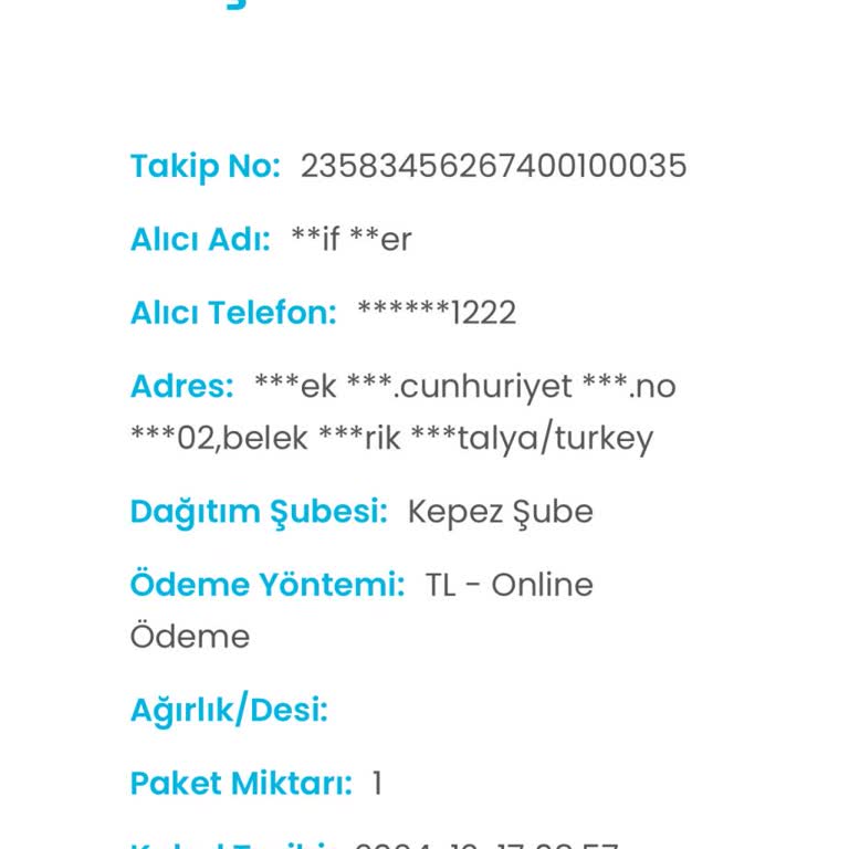 Antalya Kepez Kargoist Şubesi Teslimat Sorunu