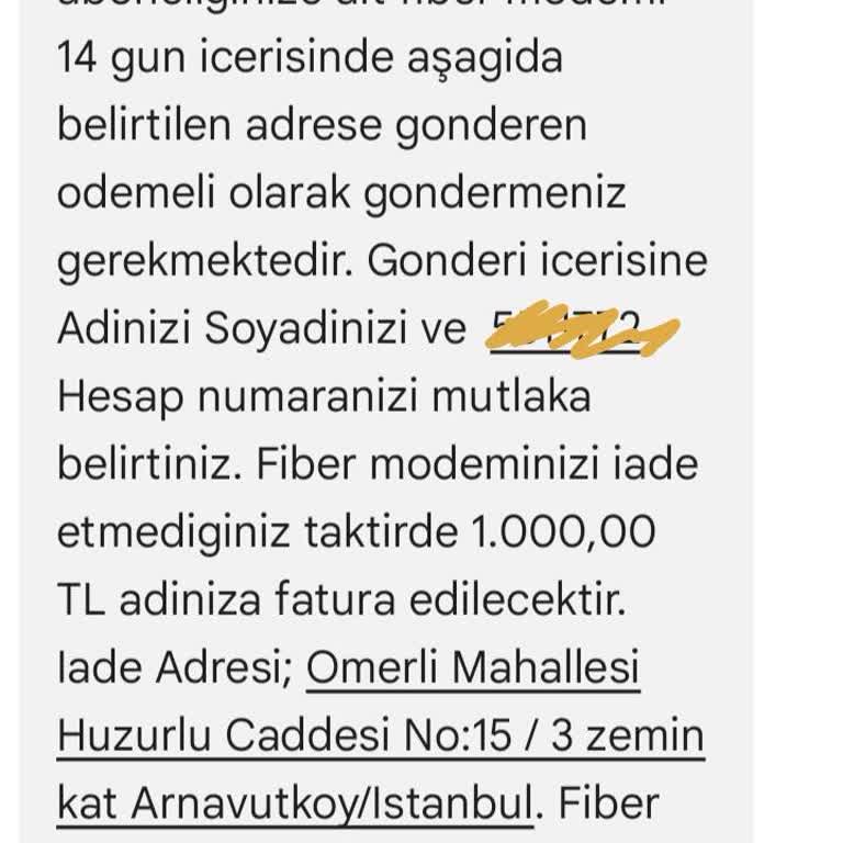 Modem İadesi İçin Kargo Anlaşma Numarası Sorunu