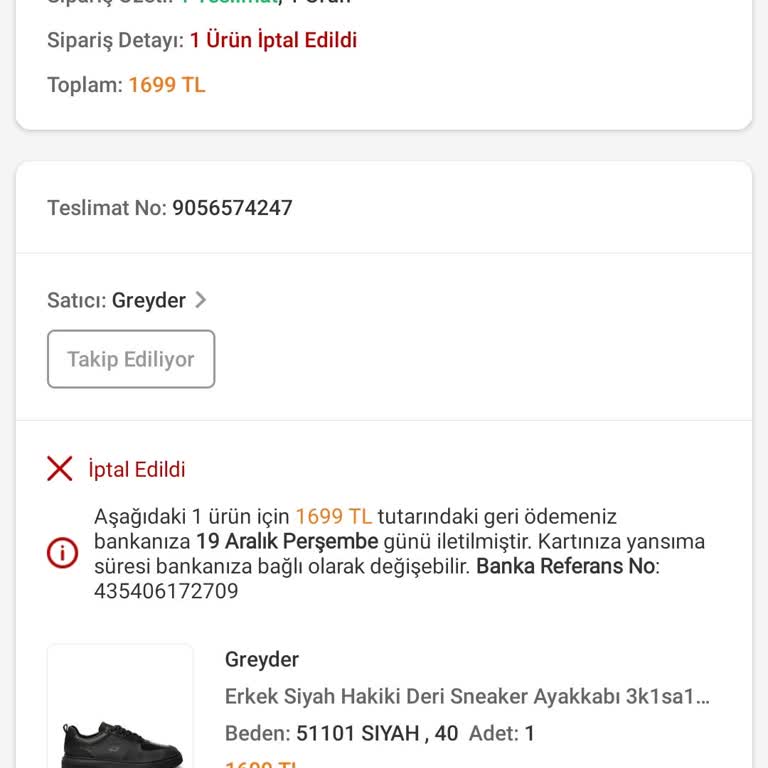 Greyder İndirimli Ürün Siparişi İptali Ve Mağduriyet!