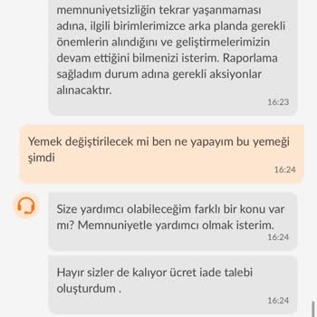 Soğuk Yemek Ve Eksik Para İadesi Sorunu