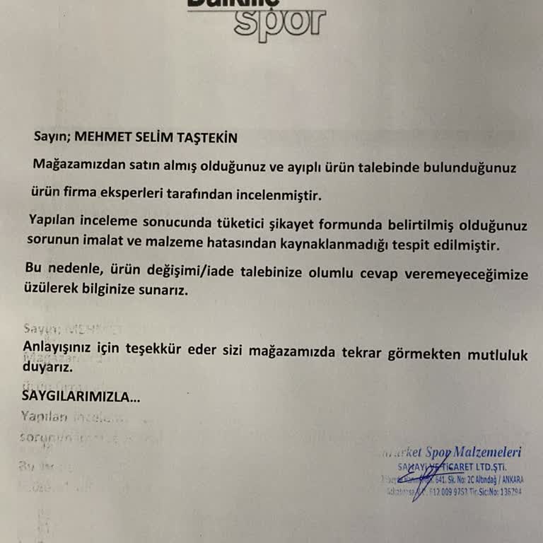Sahte Rapor Ve Eksik Müşteri Hizmeti Mağduriyeti