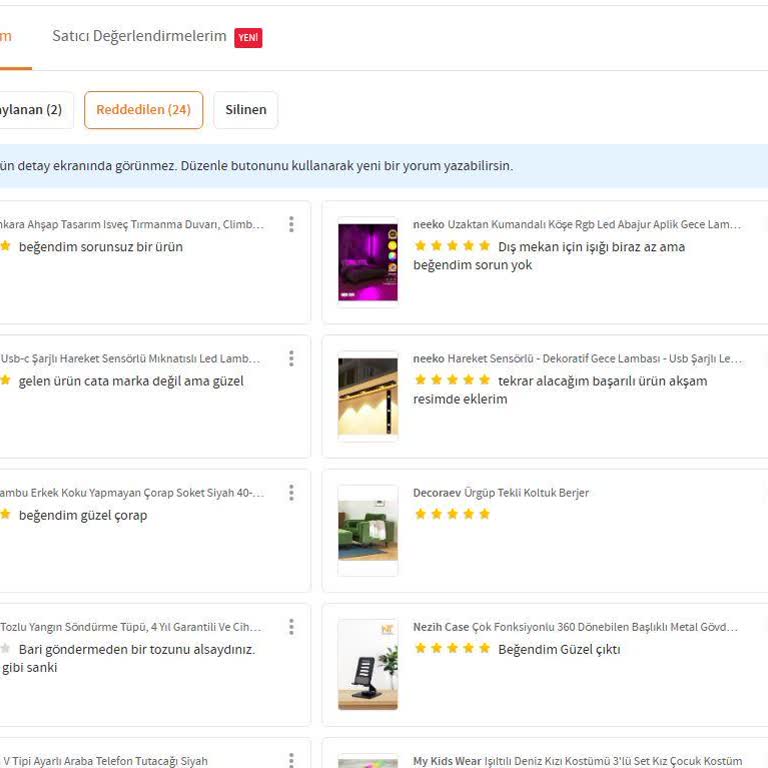 Trendyol Yorumlarım Sürekli Reddediliyor