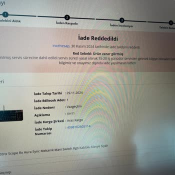 Kargo Hasarı Nedeniyle Reddedilen İade Talebi