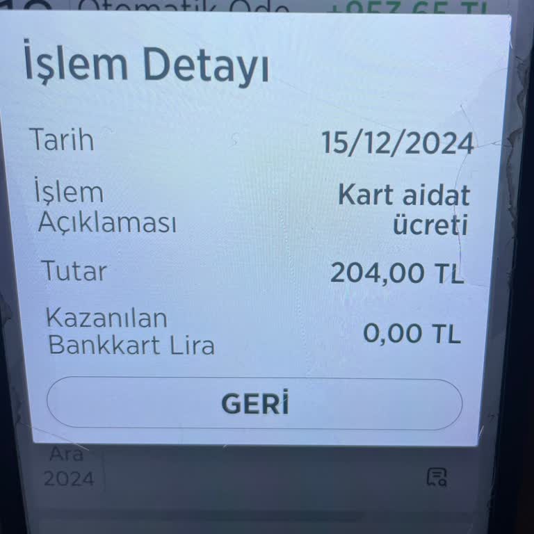 Yıllık Kart Aidatı Haksız Kesinti