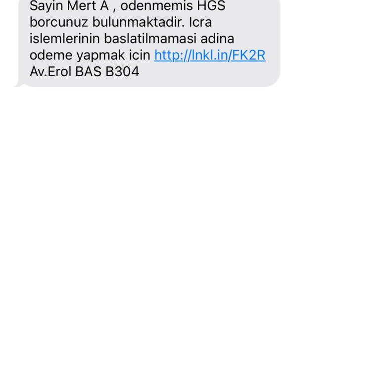 Yanlış HGS Borcu Bildirimi