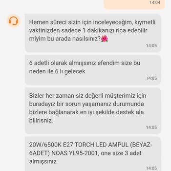 Yanlış Gönderilen Ampul Siparişi Ve Eksik Ürün Sorunu