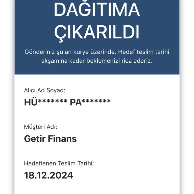 Kredi Kartı Teslimatında Yaşanan Sorun