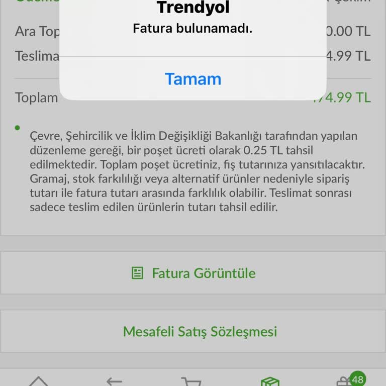 Trendyol GO Market Alışverişlerinde Fatura Sorunu
