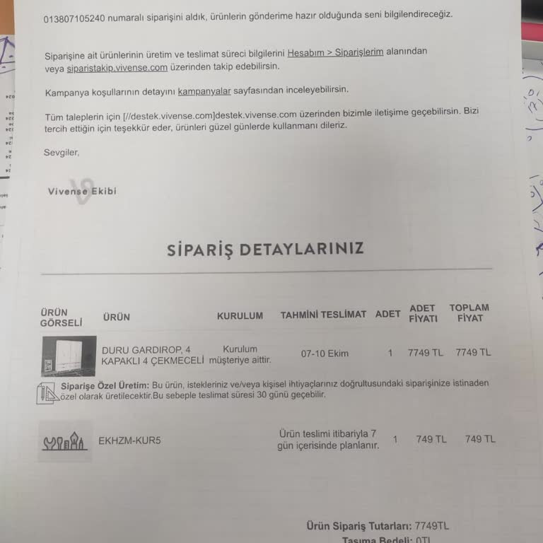 Vivense'den Kırık Ürün Ve İade Sorunu