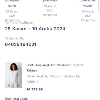 Geciken Pijama Teslimatı Mağduriyeti