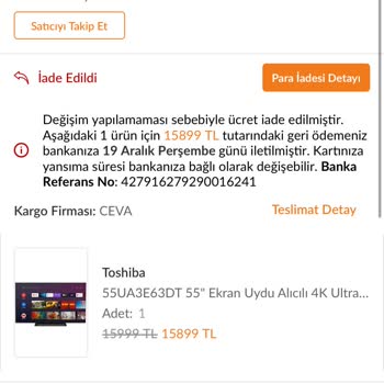 Trendyol'dan Alınan TV'nin Değişim Sürecindeki Sorunlar