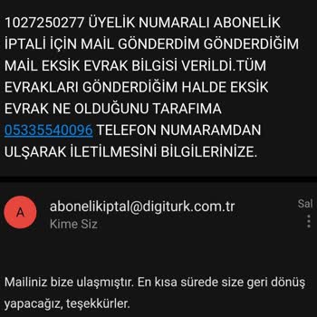 Digiturk Üyelik İptali Sürecinde Çözüm Bulamama Ve Etik Olmayan Cayma Bedeli Talebi