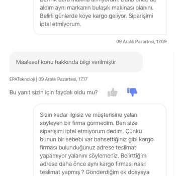 Kargo Teslimat Sorunu Ve İade Süreci