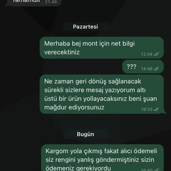 Yanlış Renk Gönderimi Ve İlgisiz Müşteri Hizmeti