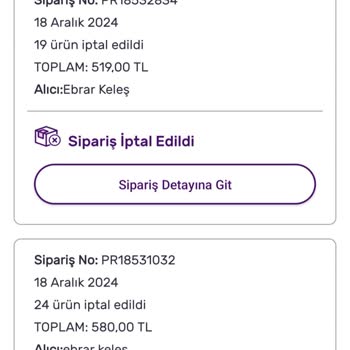 İptal Edilen Siparişler Ve Sistem Hatası