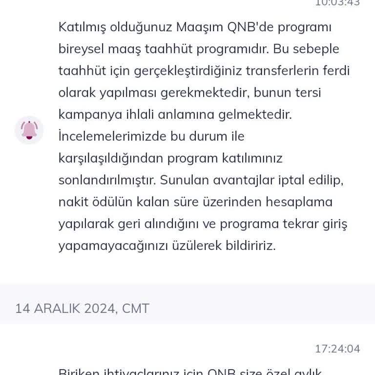 QNB'nin Maaş Taşıma Kampanyasında Mağduriyet