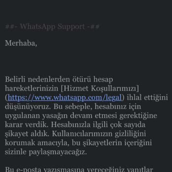 WhatsApp Hesabımın Haksız Yere Yasaklanması