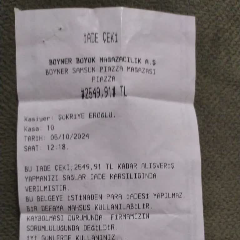 Geçersiz İade Çeki Sorunu: Boyner Mağazası'nda Yaşanan Hayal Kırıklığı