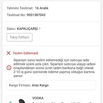 Yalova Aras Kargo Çiçekçiler Şubesi Teslimat Sorunu