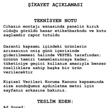 Hasarlı Televizyon İçin Mağduriyet