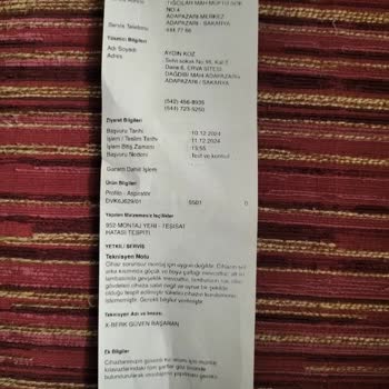 Profilo Davlumbazda Kusur Ve İletişim Sorunları