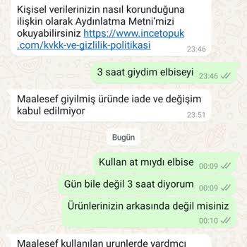 Kullanım Sonrası Yırtılan Elbise İçin Çözüm Bekliyorum