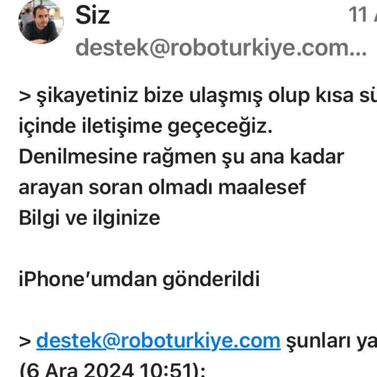 Robo Türkiye Destek Ekibinden Yanıtsız Kalan Şikayet