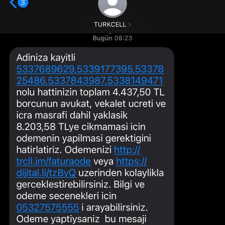 Yanlış Numaralara Gelen Borç Bildirimleri