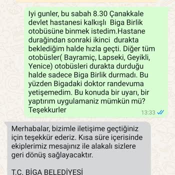 Biga Birlik Otobüsleri Ve Cevapsız Kalan Şikayetler