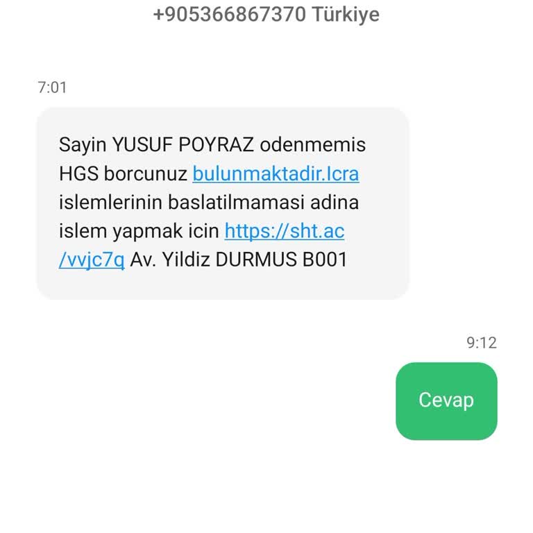 Yanıltıcı HGS Mesajları Ve Hukuksuz Tehditler