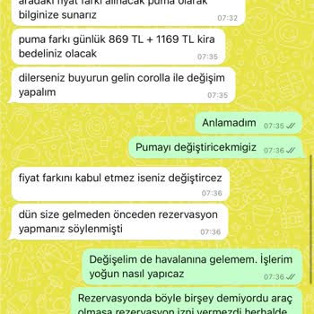 Araç Kiralama Firmasında Fiyat Değişikliği Şoku