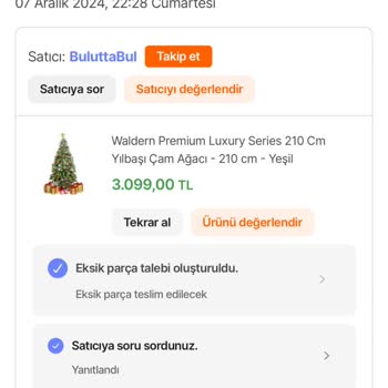Yılbaşı Ağacı Siparişim Eksik Ve Gecikmeli Geldi: Hepsiburada Müşteri Hizmeti Yetersiz