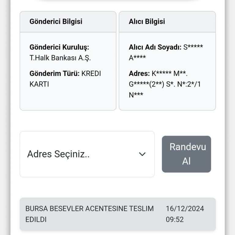 Kuryenet Tarafından Teslim Edilmeyen Kredi Kartı Sorunu