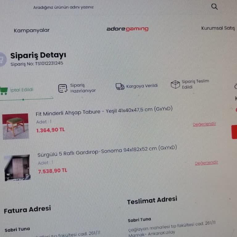 Adore'den Aldığım Ürünlerde Yaşadığım Sorunlar Ve İptal Süreci