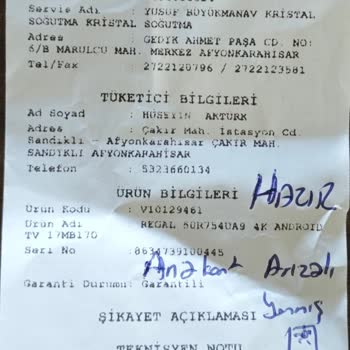 Regal Televizyonun Tekrarlayan Arızası Ve Garanti Sorunu