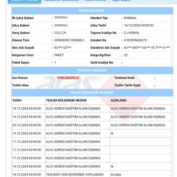 Kayıp Ürün Ve İlgisiz Kargo Şirketi Mağduriyeti