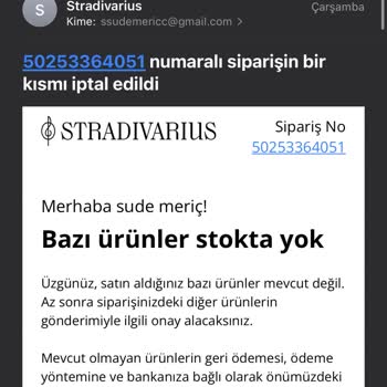 Stradivarius'ta Stokta Olmasına Rağmen Eksik Gönderim Ve Para İadesi Sorunu