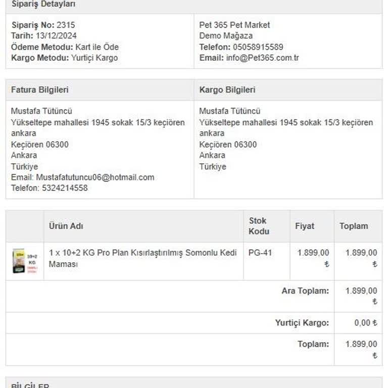 Pro Plan Kedi Maması Siparişimde İletişim Sorunu Ve Mağduriyet