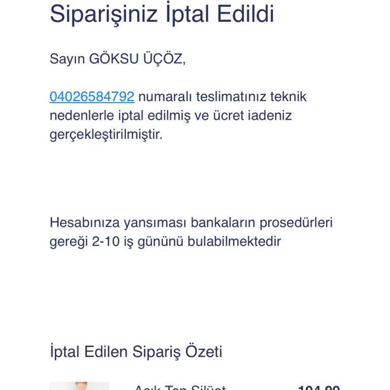 Sipariş İptali Ve Fiyat Farkı Mağduriyeti