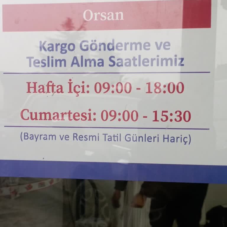 Sürat Kargo Orsan Şubesi'nde Saat Kısıtlaması Sorunu