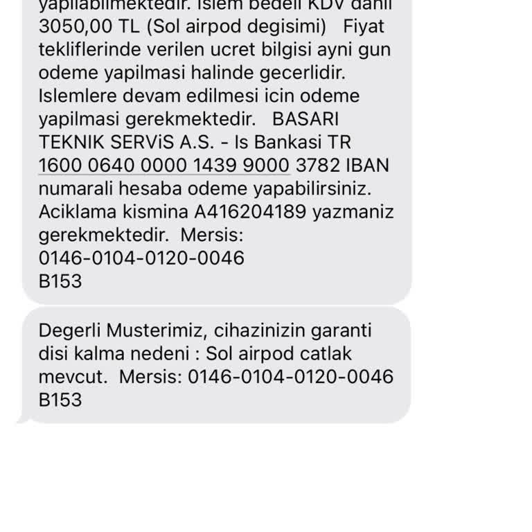 Garanti Kapsamında Olmayan Airpods Sorunu