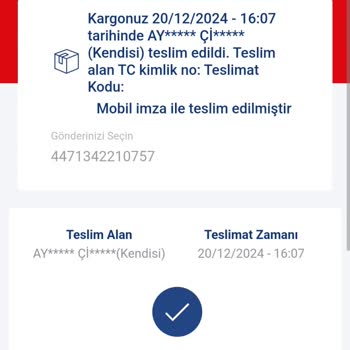 Kendi Adıma Teslim Alınmış Gibi Gösterilen Kargo
