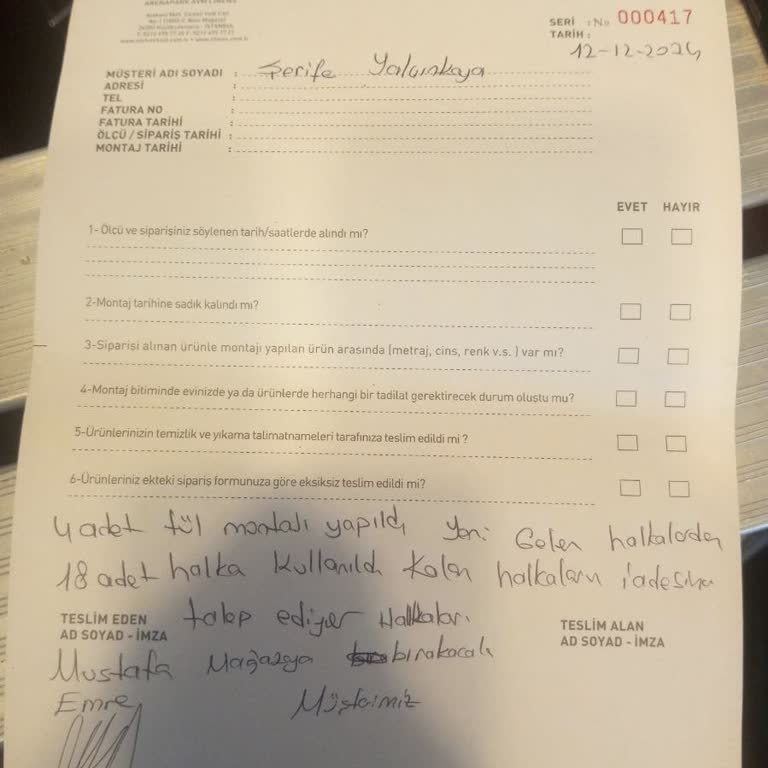 Perde Siparişinde Fazla Halka Ücreti Mağduriyeti