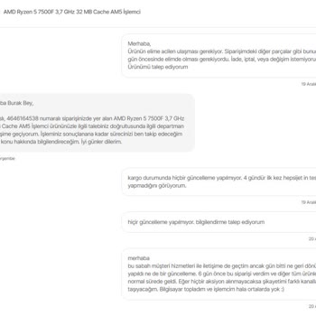 Hepsiburada'dan Sipariş Ettiğim İşlemci Teslim Edilmiyor
