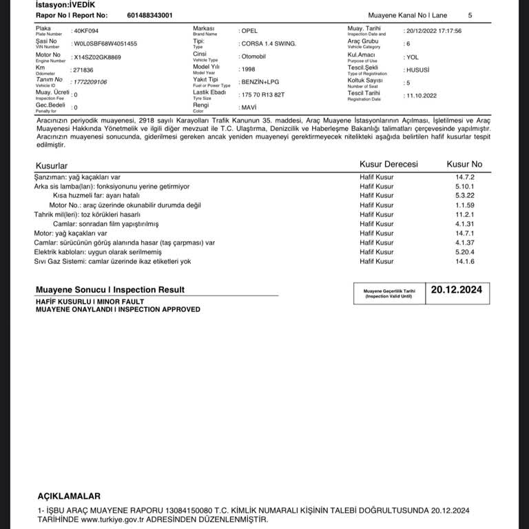 Muayene İstasyonu Sorunu Ve Ekstra Masraflar