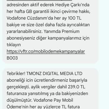 Vodafone Pay Üzerinden Haksız Abonelik Ücretleri