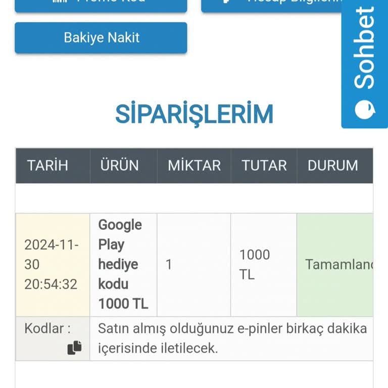 1000₺ Google Play Kodu Aldım, Kod Gelmedi