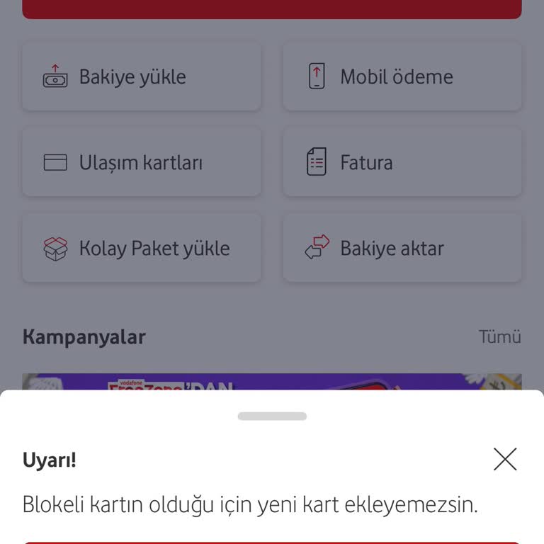 Vodafone Pay'de Bloke Edilen Kart Ve Çözümsüzlük