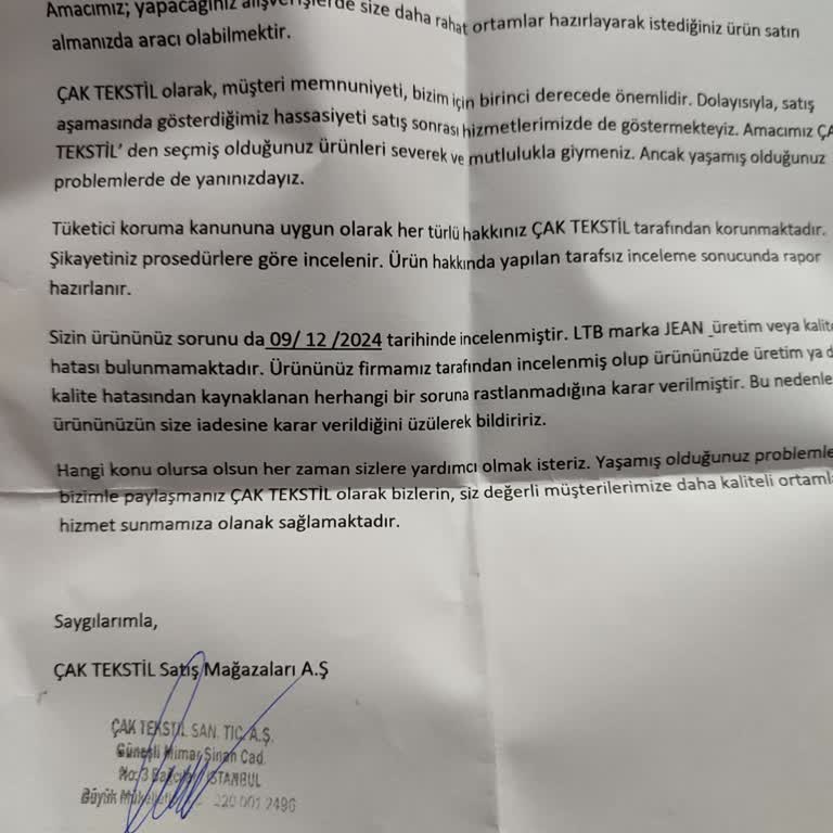 Kalitesiz Ürün Ve İlgisiz Müşteri Hizmeti
