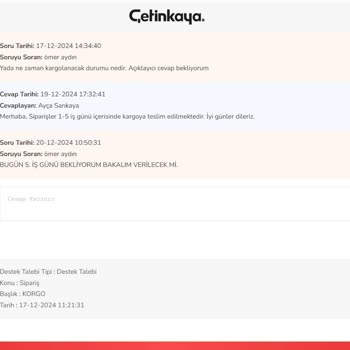 Kaban Siparişim Kış Bitmeden Gelmeyecek Mi?